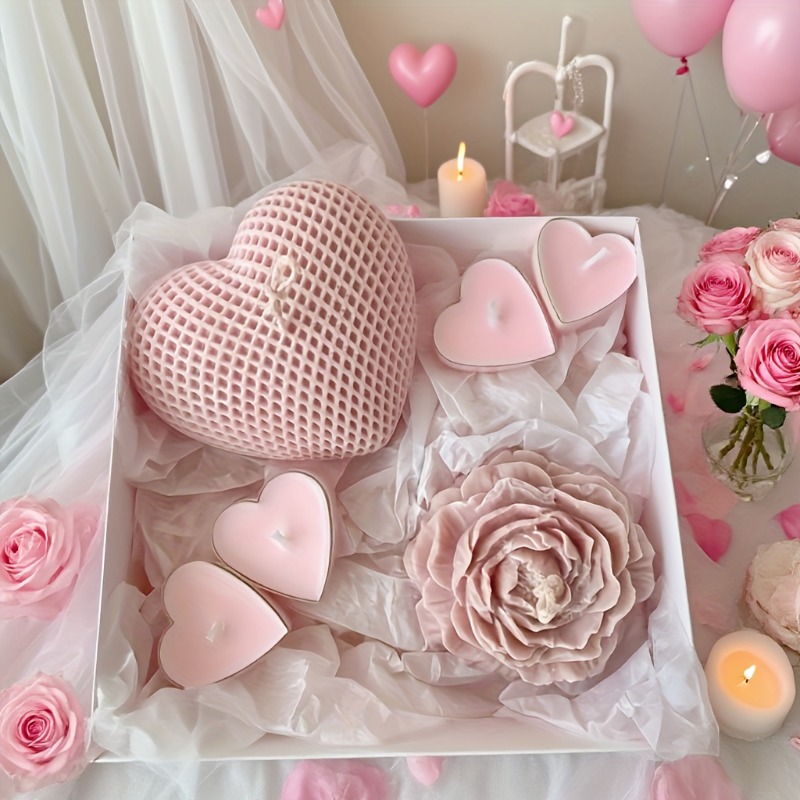 Bath Bomb Mold - 2 Stück Pfingstrosenblüten-Silikonform mit gewebtem Herz