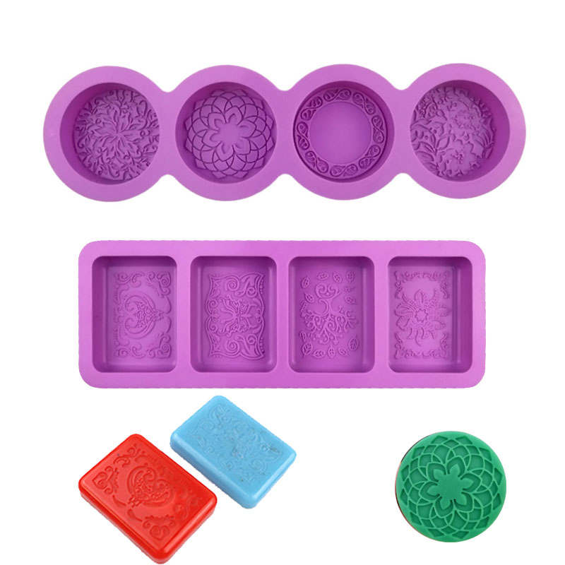 Bath Bomb Mold - Blumenmuster-Silikonform für die Seifenherstellung, Zubehör, rechteckig,