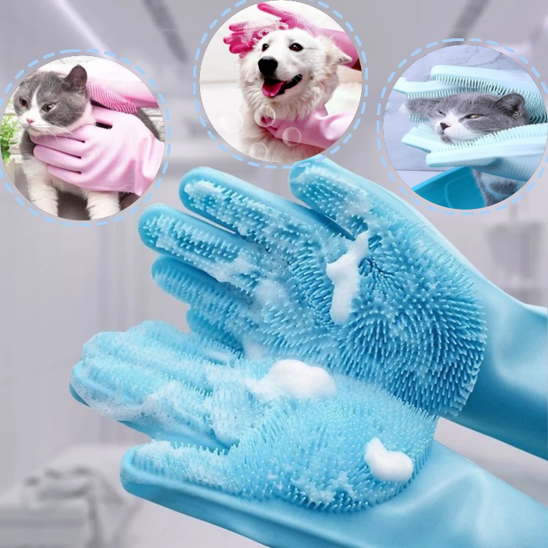 Hair Spa Wellness - Multifunktionale Tierpflegehandschuhe aus Silikon, Badebürste, Haarentferner