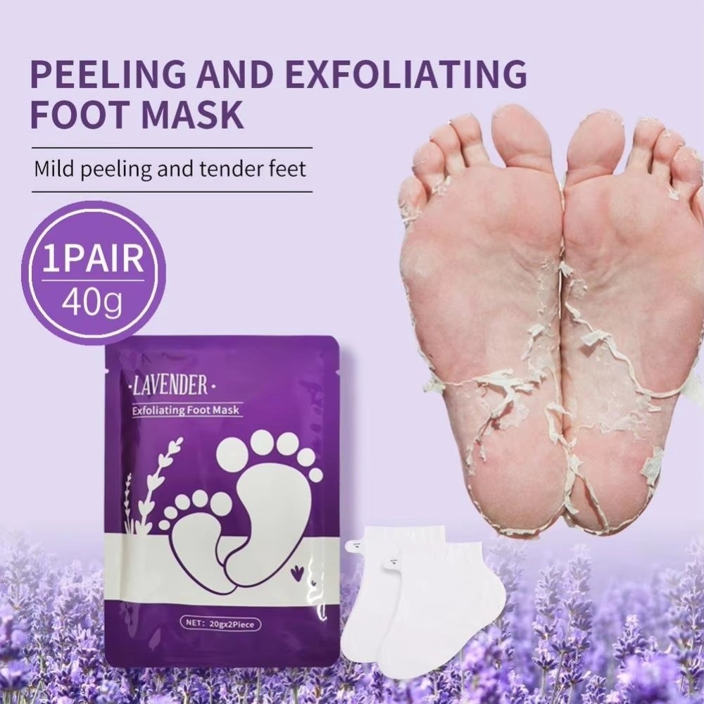 Foot Mask Peeling - Feuchtigkeitsspendende Lavendel-Peeling-Fußmaske zur Hornhautreparatur, Feuchtigkeitsspendende Fußpeeling-Maske,