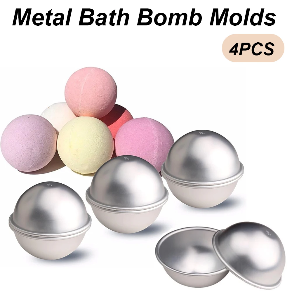 Bath Bomb Mold - 4-teiliges Set Halbkugel-Badekugelformen aus Aluminiumlegierung, Kugelform